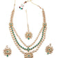 Gorgeous green and white Kundan necklace set for women - Rajwada