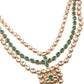 Gorgeous green and white Kundan necklace set for women - Rajwada