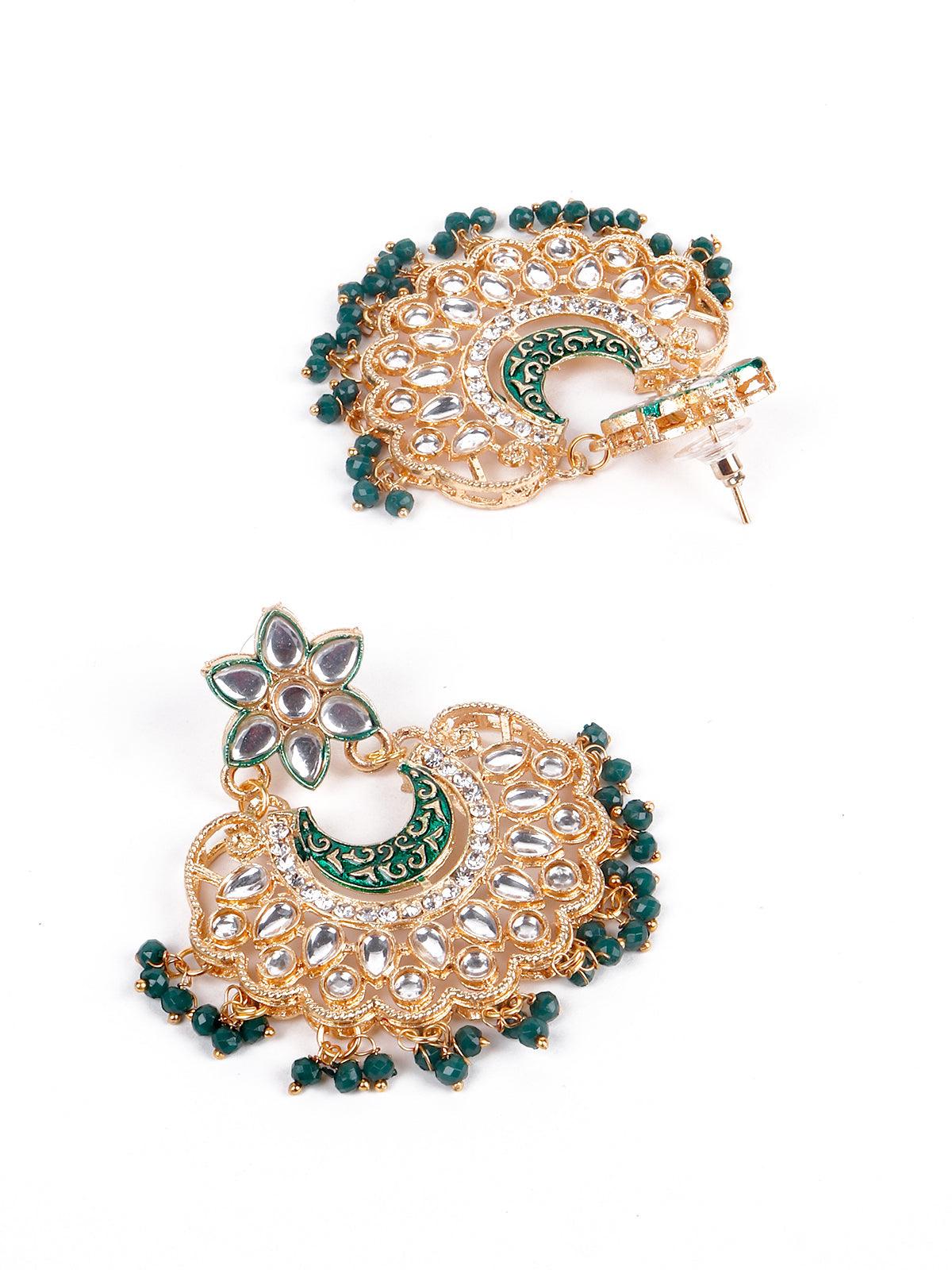 Gorgeous green long mala necklace set - Rajwada