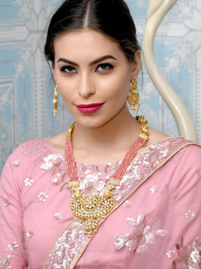 Gorgeous Long Gold Necklace Set for Women - Rajwada
