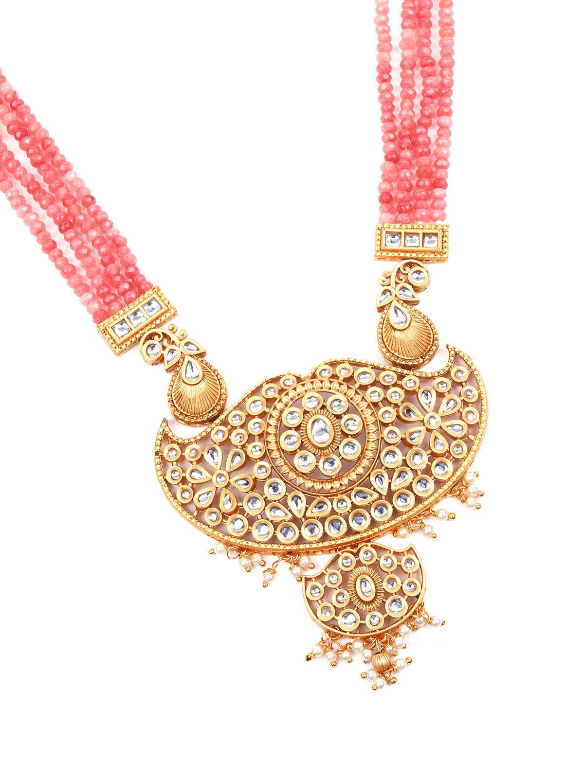 Gorgeous Long Gold Necklace Set for Women - Rajwada
