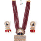 Gorgeous Maroon peacock embellished necklace - Rajwada