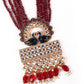 Gorgeous Maroon peacock embellished necklace - Rajwada