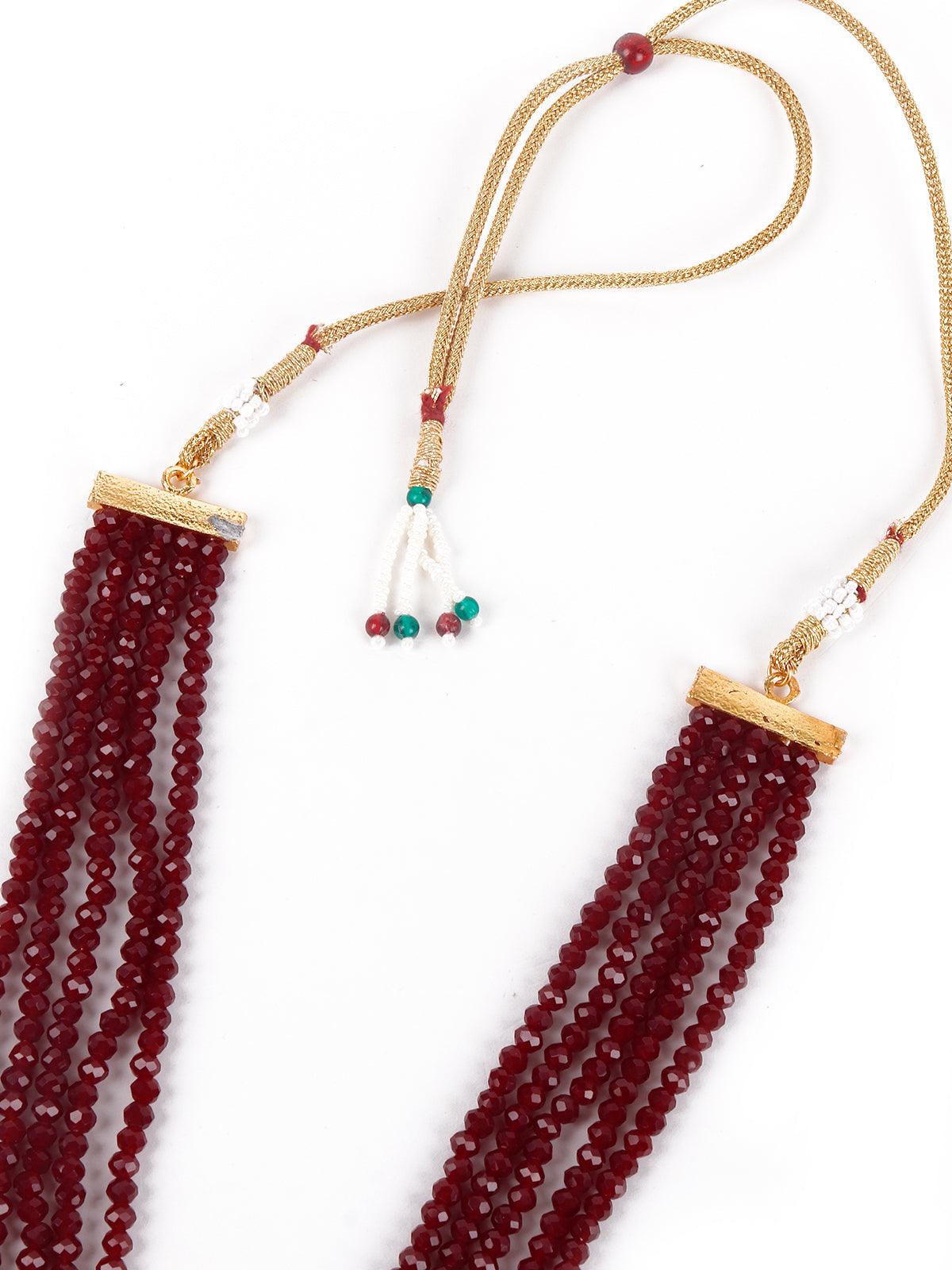 Gorgeous Maroon peacock embellished necklace - Rajwada