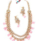 Gorgeous pink Kundan work necklace set - Rajwada