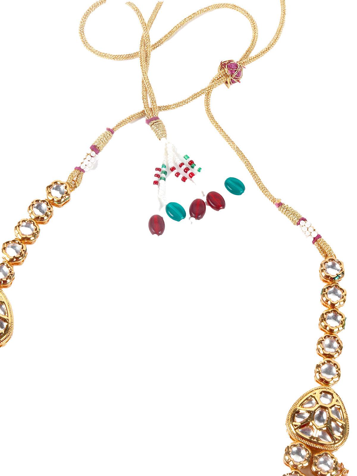 Gorgeous pink Kundan work necklace set - Rajwada