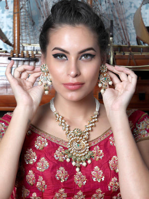 Gorgeous Red and Gold Traditional Long Necklace Set for Women - Rajwada