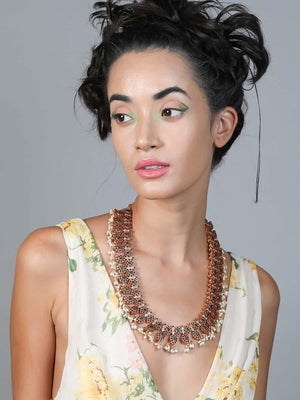 Gorgeous red and green patterned necklace set-new280 - Rajwada