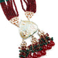 Gorgeous red and green statement necklace set for women - Rajwada