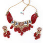 Gorgeous red vibrant necklace set - Rajwada