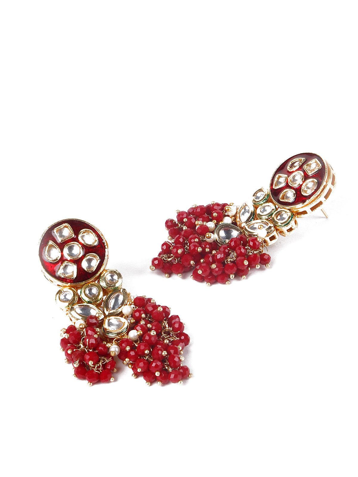 Gorgeous red vibrant necklace set - Rajwada