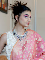 Gorgeous silver artifical diamond princess necklace set - Rajwada