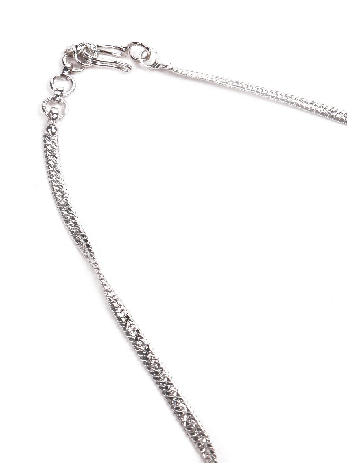 Gorgeous silver artifical diamond princess necklace set - Rajwada