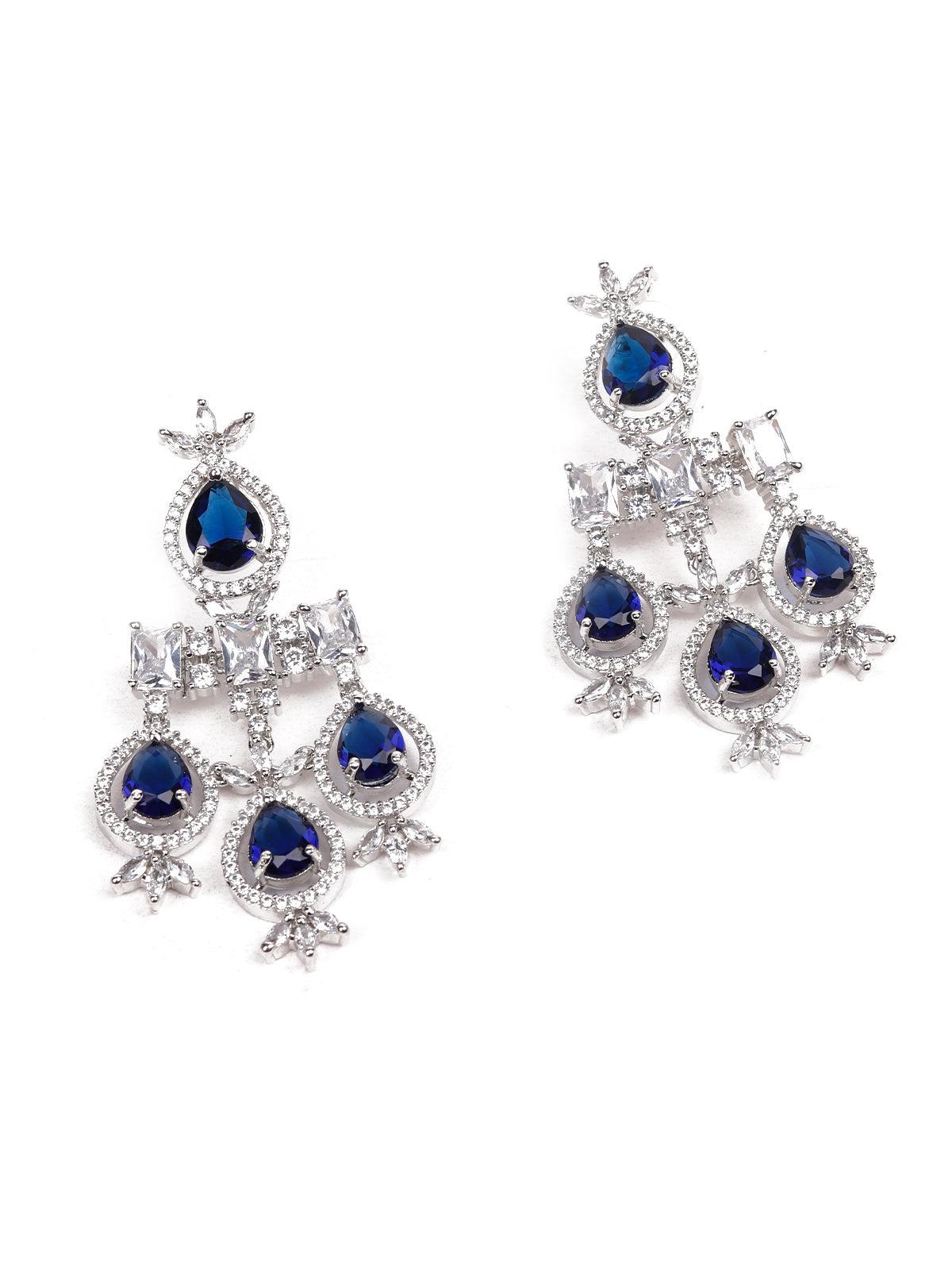Gorgeous silver artifical diamond princess necklace set - Rajwada