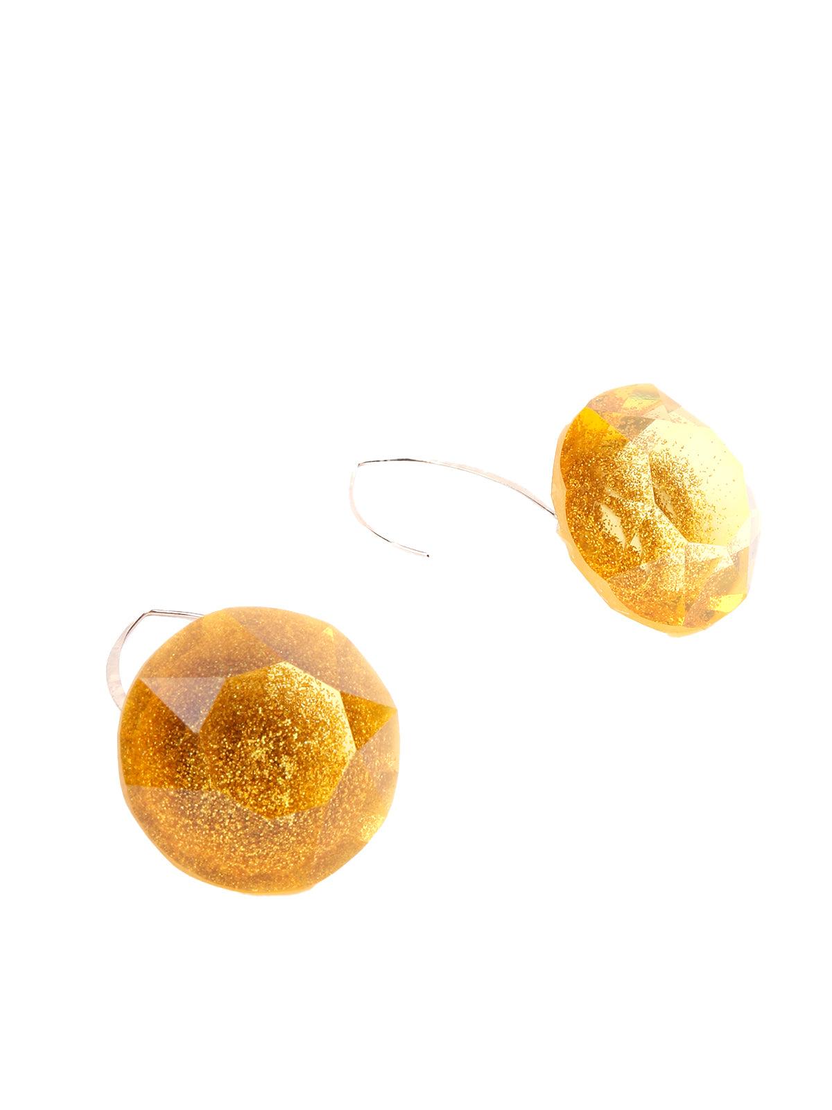 Gorgeous textured yellow drop earrings - Rajwada
