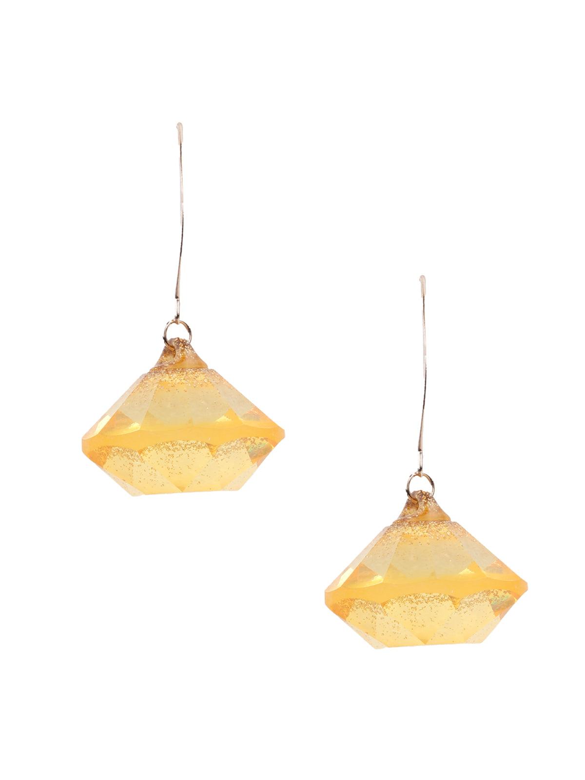 Gorgeous textured yellow drop earrings - Rajwada