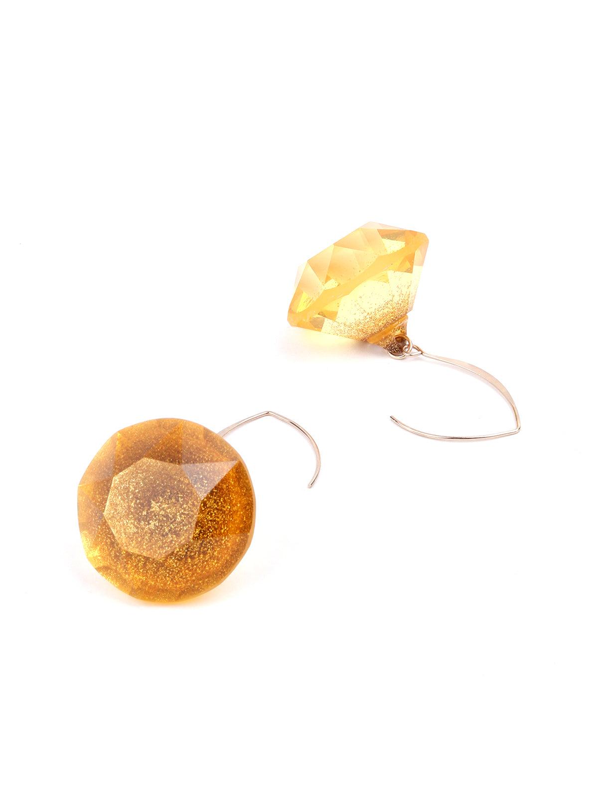Gorgeous textured yellow drop earrings - Rajwada