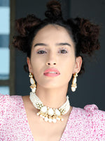 Gorgeous white beaded statement necklace set for women - Rajwada