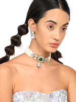 Gorgeous white pendant choker necklace set - Rajwada