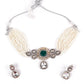 Gorgeous white pendant choker necklace set - Rajwada