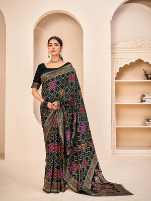Gorgeous Woven Black Banarasi Silk Saree - Rajwada