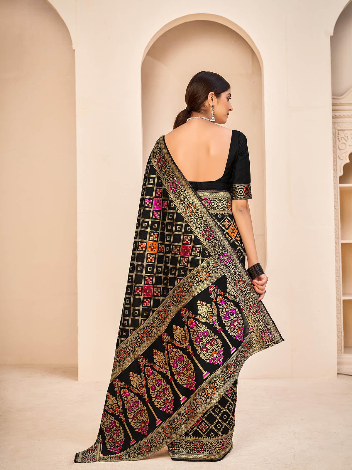 Gorgeous Woven Black Banarasi Silk Saree - Rajwada