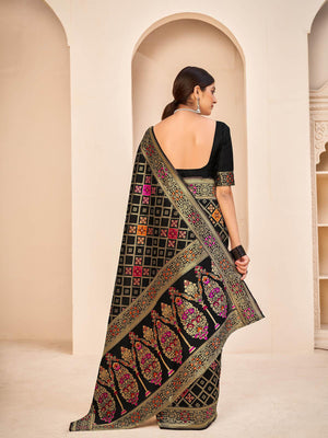 Gorgeous Woven Black Banarasi Silk Saree - Rajwada