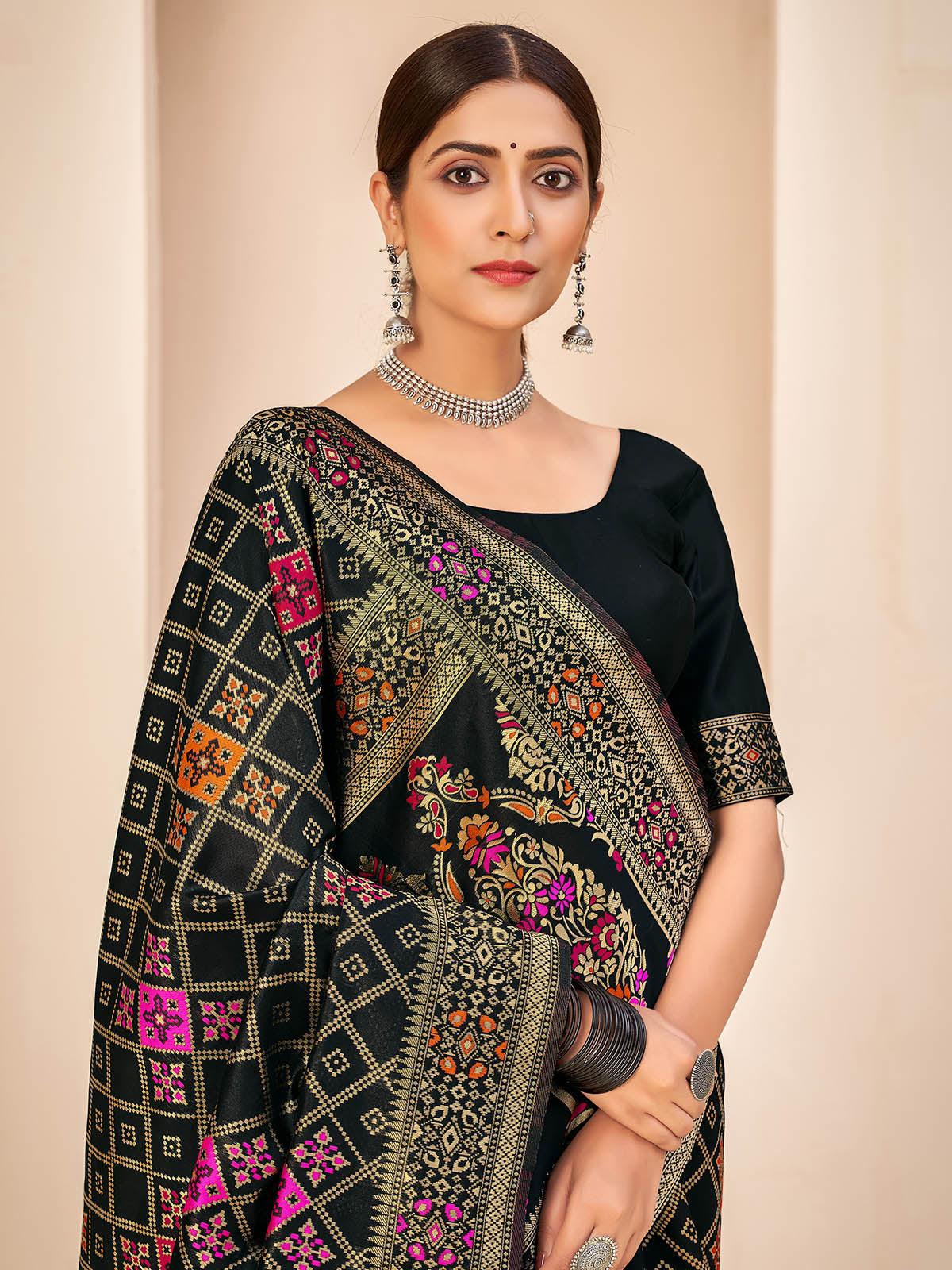Gorgeous Woven Black Banarasi Silk Saree - Rajwada