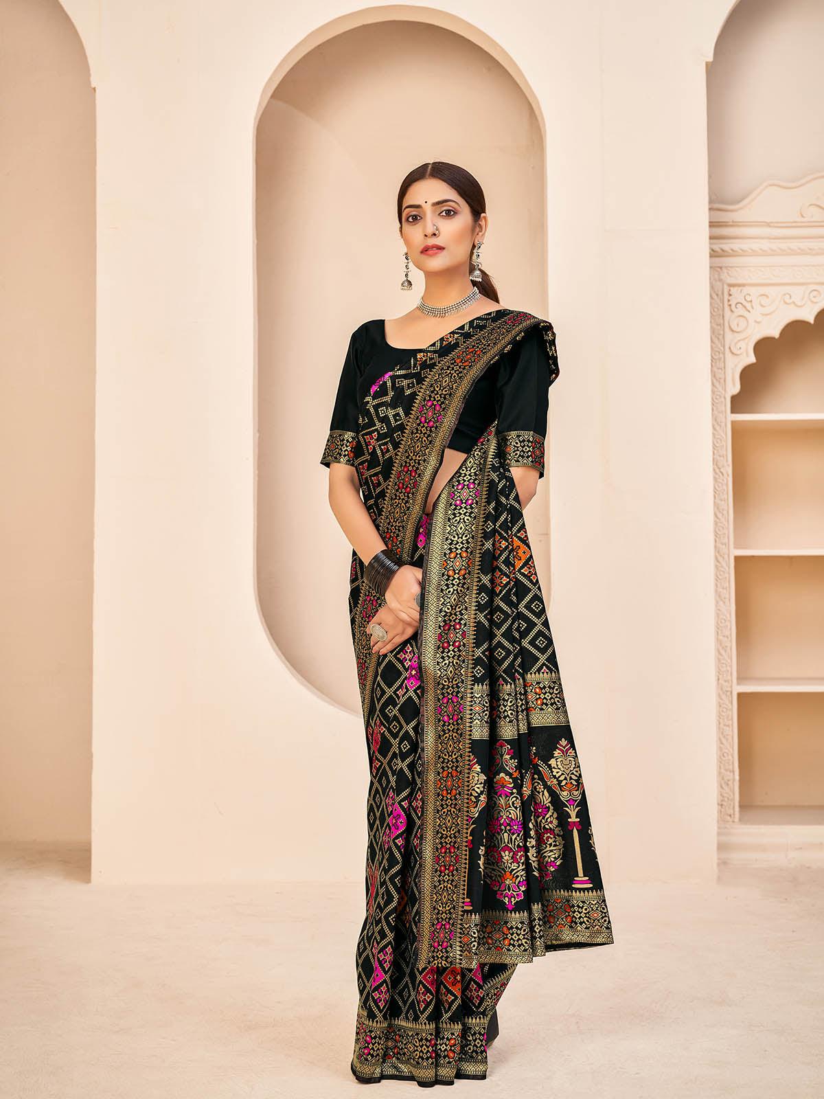 Gorgeous Woven Black Banarasi Silk Saree - Rajwada
