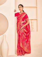Gorgeous Woven Deep Pink Banarasi Silk Saree - Rajwada