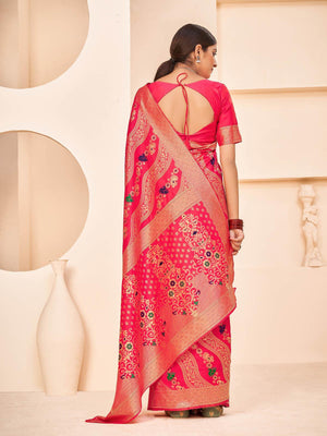 Gorgeous Woven Deep Pink Banarasi Silk Saree - Rajwada