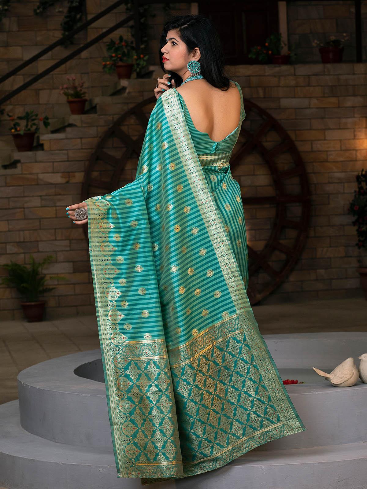 Gorgeous Woven Green Banarasi Silk Saree - Rajwada