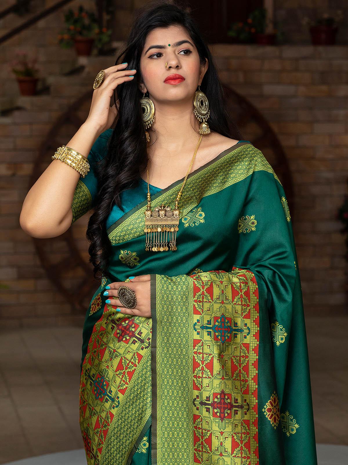 Gorgeous Woven Green Banarasi Silk Saree - Rajwada