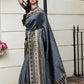 Gorgeous Woven Grey Banarasi Silk Saree - Rajwada