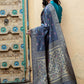 Gorgeous Woven Grey Banarasi Silk Saree - Rajwada