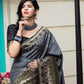Gorgeous Woven Grey Banarasi Silk Saree - Rajwada