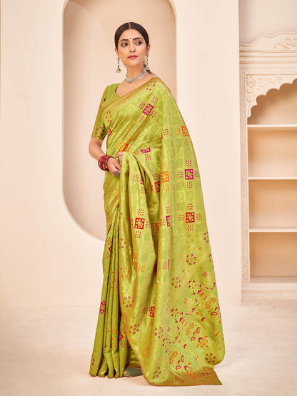 Gorgeous Woven Light Green Banarasi Silk Saree - Rajwada