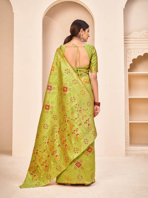 Gorgeous Woven Light Green Banarasi Silk Saree - Rajwada