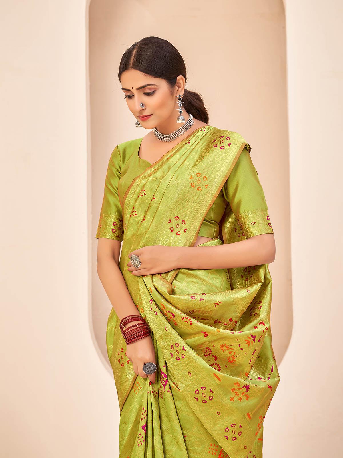Gorgeous Woven Light Green Banarasi Silk Saree - Rajwada