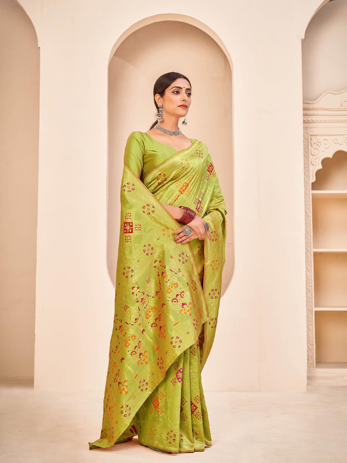 Gorgeous Woven Light Green Banarasi Silk Saree - Rajwada
