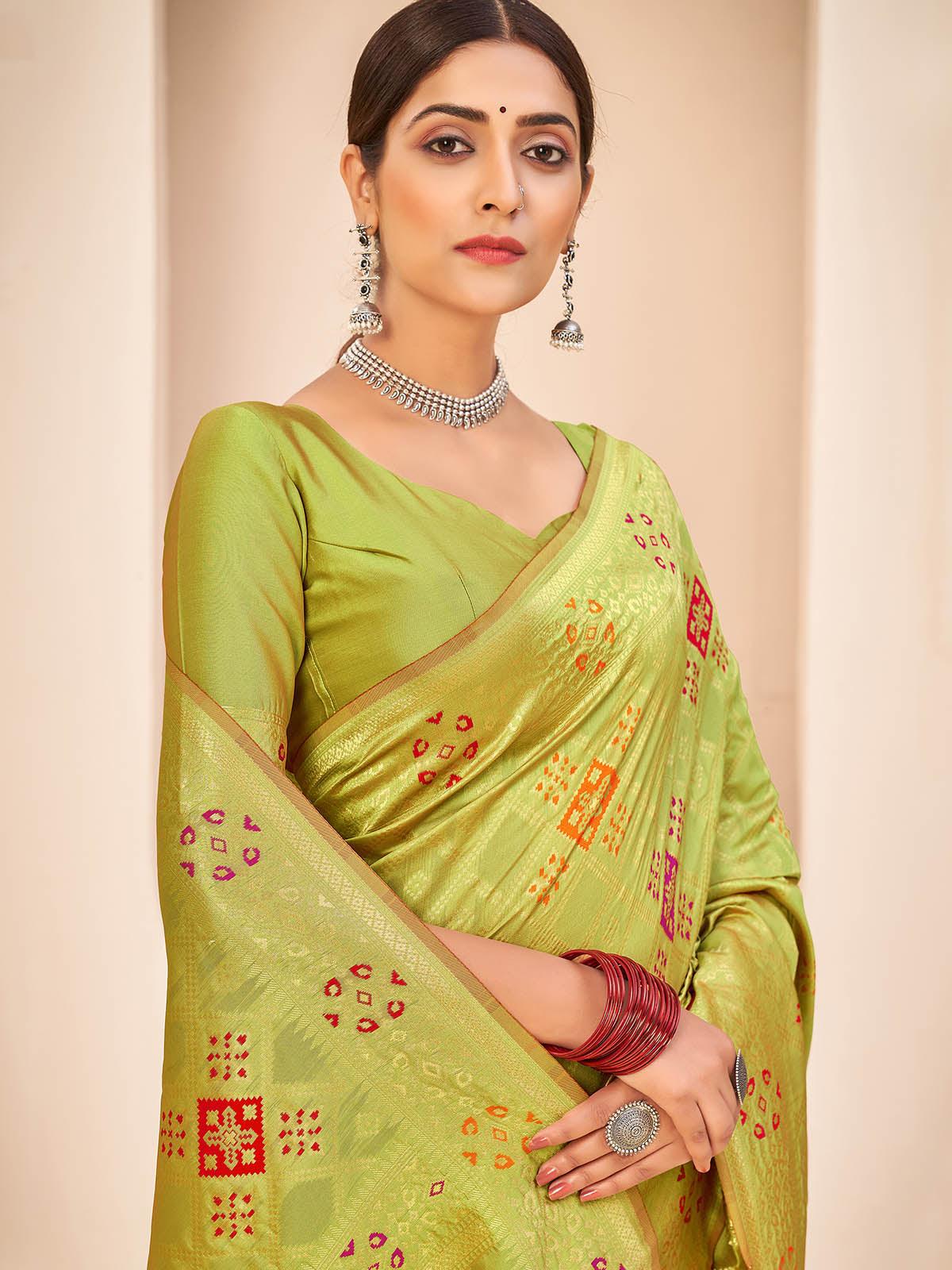 Gorgeous Woven Light Green Banarasi Silk Saree - Rajwada