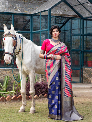 Gorgeous Woven Multi-Colored Banarasi Silk Saree - Rajwada