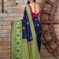 Gorgeous Woven Navy Banarasi Silk Saree - Rajwada