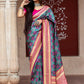 Gorgeous Woven Navy Banarasi Silk Saree - Rajwada