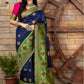 Gorgeous Woven Navy Banarasi Silk Saree - Rajwada