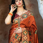 Gorgeous Woven Orange Patola Silk Saree - Rajwada