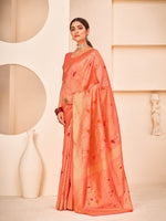 Gorgeous Woven Peach Banarasi Silk Saree - Rajwada