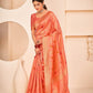 Gorgeous Woven Peach Banarasi Silk Saree - Rajwada