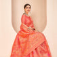 Gorgeous Woven Peach Banarasi Silk Saree - Rajwada