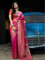 Gorgeous Woven Pink Banarasi Silk Saree - Rajwada